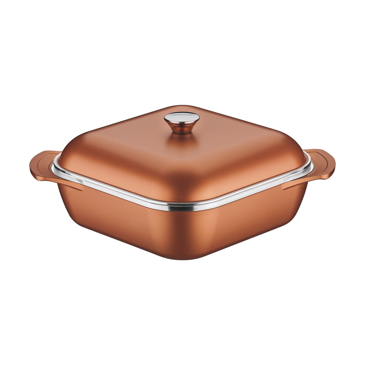 Tramontina Lyon forged aluminum, golden, square casserole with interior Starflon High Performance nonstick coating and lid, 28 cm, 5.5 L