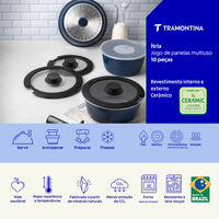 Jogo de Panelas Multiuso Tramontina Itria em Alum&iacute;nio com Revestimento Cer&acirc;mico e Cabo Remov&iacute;vel Azul 10 Pe&ccedil;as Cor Azul - SKU 20999100 - 3 image number 2