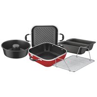 Tramontina Lyon 360 6-piece forged aluminum, red cookware set with interior Starflon High Performance nonstick coating