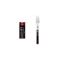 Tramontina stainless steel steak fork set with brown Polywood handles, 6pc set