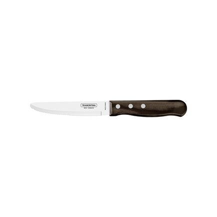 Faca para Churrasco Jumbo Tramontina com L&acirc;mina em A&ccedil;o Inox  e Cabo em Madeira Tratada Polywood Castanho 5" Cor Polywood castanho - SKU 21115095 - 1