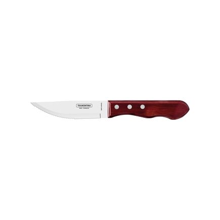 Faca para Churrasco Jumbo Tramontina com L&acirc;mina em A&ccedil;o Inox e Cabo de Madeira Tratada Polywood Vermelho 5" Cor Polywood vermelho - SKU 21116075 - 1