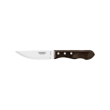 Faca para Churrasco Jumbo Tramontina com L&acirc;mina em A&ccedil;o Inox e Cabo de Madeira Tratada Polywood Castanho 5" Cor Polywood castanho - SKU 21116095 - 1