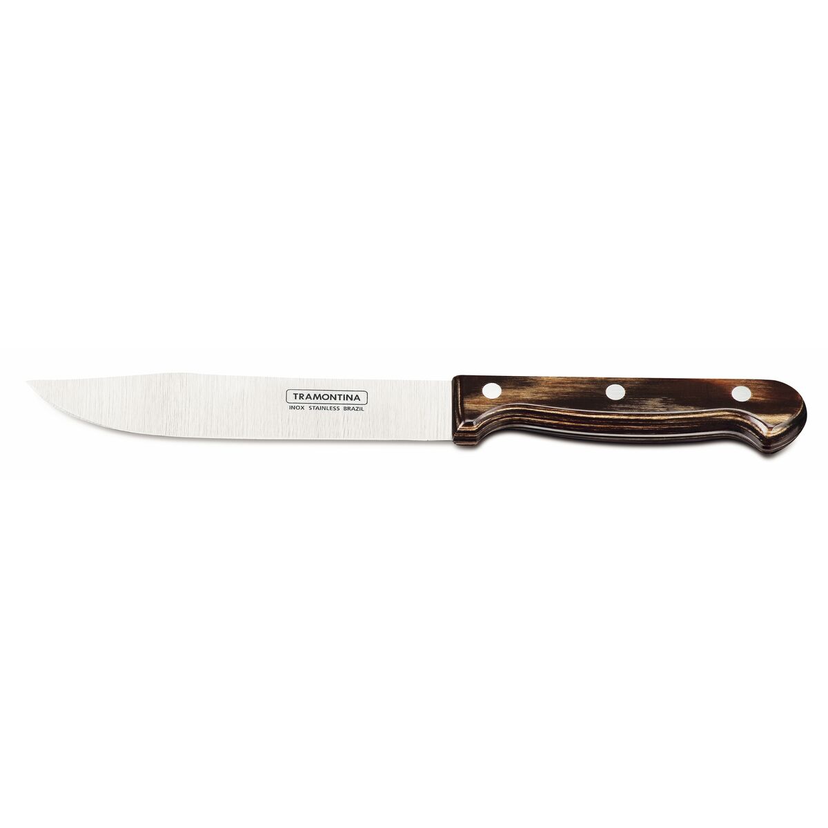 Juego de Cuchillos Tramontina Polywood con Láminas de Acero Inoxidable y Mangos de Madera Tratada Castaño 2 Piezas