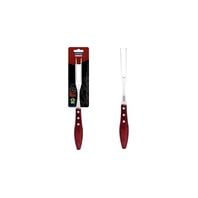 Tramontina stainless steel carving fork with red Polywood handle