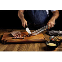 Kit para Churrasco Tramontina com L&acirc;mina em A&ccedil;o Inox Cabo de Madeira Polywood Castanho com T&aacute;bua de Madeira 3 Pe&ccedil;as Cor Polywood castanho - SKU 21197901 - 4 image number 3