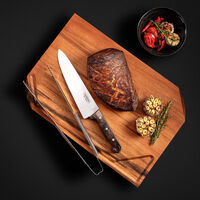 Kit para Churrasco Tramontina com L&acirc;mina em A&ccedil;o Inox Cabo de Madeira Polywood Castanho com T&aacute;bua de Madeira 3 Pe&ccedil;as Cor Polywood castanho - SKU 21197901 - 5 image number 4