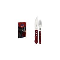 Tramontina Jumbo stainless steel flatware set with red Polywood handles, 4pc set