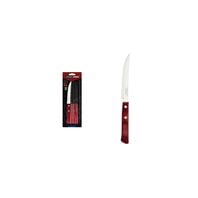 Tramontina 5" stainless steel steak knife set with red Polywood handles, 6pc set