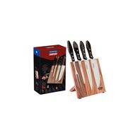 Tramontina stainless steel barbecue set with brown Polywood handles, 5pcs