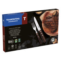 Jogo de Talheres Jumbo Tramontina Churrasco com L&acirc;minas em A&ccedil;o Inox e Cabos de Madeira Polywood Castanho 12 Pe&ccedil;as Cor Polywood castanho - SKU 21198999 - 7 image number 6