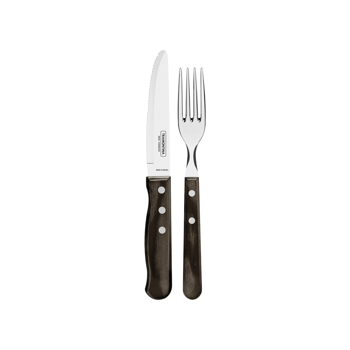 Jogo de Talheres Jumbo Tramontina Churrasco com L&acirc;minas em A&ccedil;o Inox e Cabos de Madeira Polywood Castanho 12 Pe&ccedil;as Cor Polywood castanho - SKU 21198999 - 5 image number 4