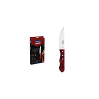 Tramontina Jumbo stainless steel steak knife set with red Polywood handles, 4pc set
