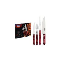 Tramontina stainless steel barbecue set with red Polywood handles, 14pc set