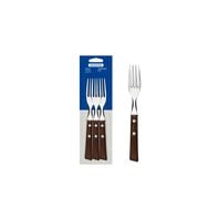 Tramontina Tradicional stainless steel dinner fork set with natural wood handles, 3 pcs