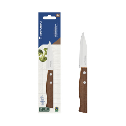 Faca para Legumes e Frutas Tramontina Tradicional com L&acirc;mina em A&ccedil;o Inox e Cabo de Madeira Natural 3" Cor Madeira natural - SKU 22210103 - 1