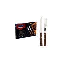 Tramontina stainless steel flatware set with natural wood handles, 12pc set