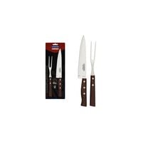 Tramontina stainless steel carving set with natural wooden handles, 2pc set