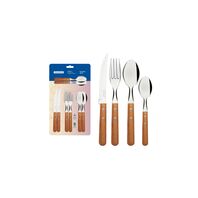 Tramontina Dynamic stainless steel flatware set with natural wood handles, 16 pcs