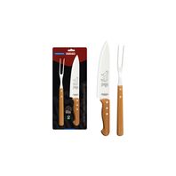 Tramontina stainless steel carving set with natural wooden handles, 2pc set