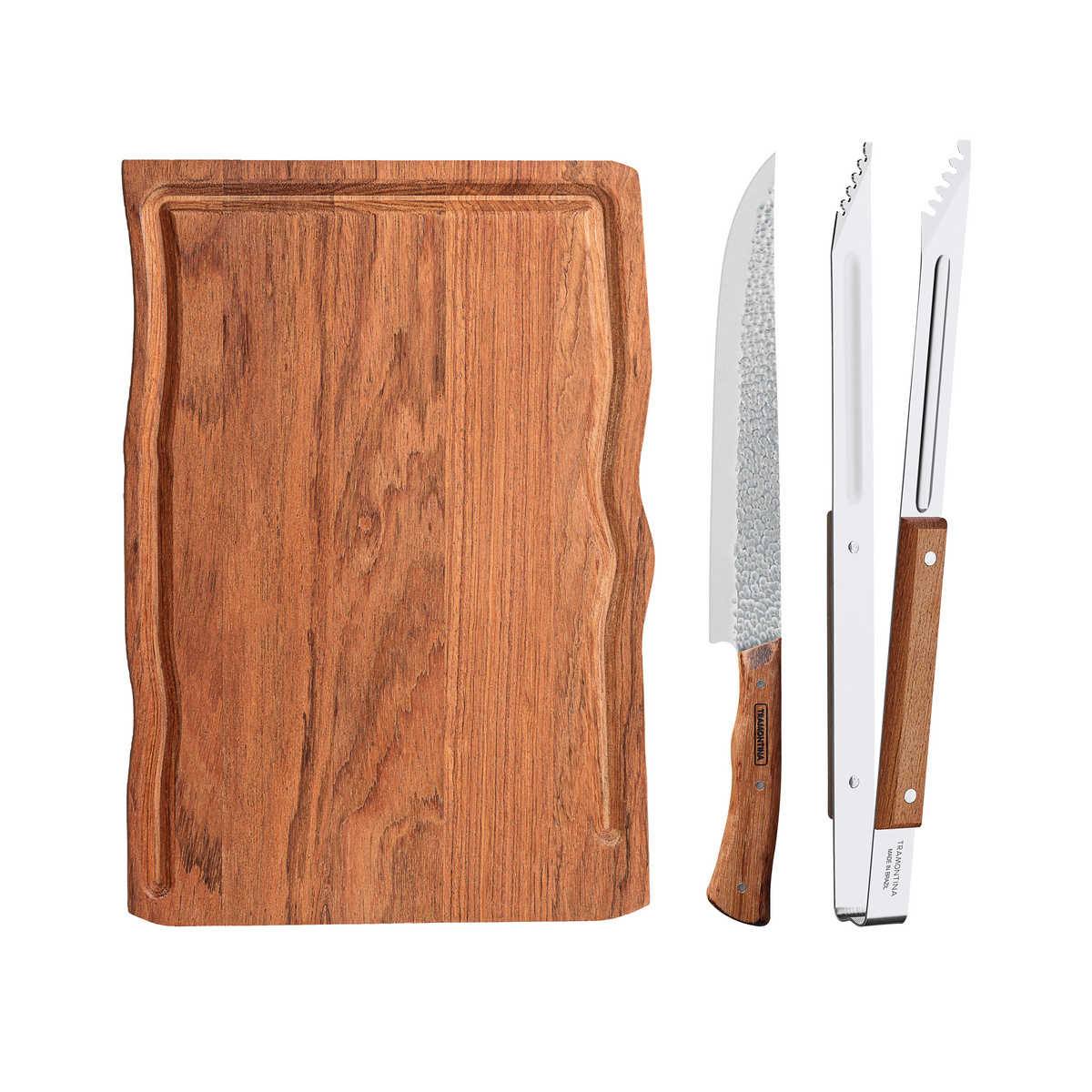 Kit para Churrasco Tramontina com L&acirc;minas em A&ccedil;o Inox e Cabo em Madeira Natural com T&aacute;bua de Madeira 3 Pe&ccedil;as Cor Madeira natural - SKU 22999050 - 5 image number 4