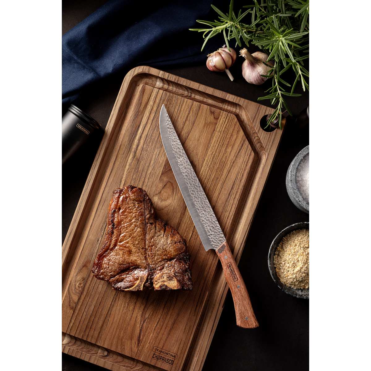 Kit para Churrasco Tramontina com L&acirc;minas em A&ccedil;o Inox e Cabo em Madeira Natural com T&aacute;bua de Madeira 3 Pe&ccedil;as Cor Madeira natural - SKU 22999050 - 6 image number 5