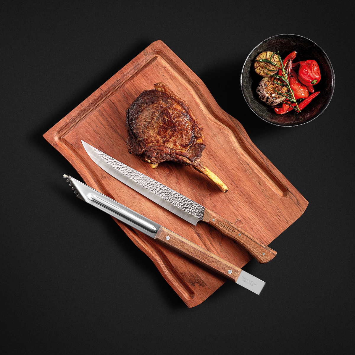 Kit para Churrasco Tramontina com L&acirc;minas em A&ccedil;o Inox e Cabo em Madeira Natural com T&aacute;bua de Madeira 3 Pe&ccedil;as Cor Madeira natural - SKU 22999050 - 9 image number 8