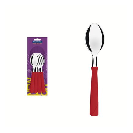 Conjunto de Colheres de Mesa Tramontina New Kolor com L&acirc;minas em A&ccedil;o Inox e Cabos de Polipropileno Vermelho 12 Pe&ccedil;as Cor Vermelho - SKU 23163970 - 1