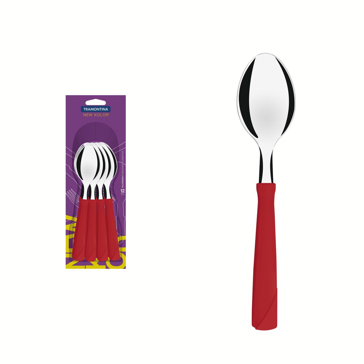 Conjunto de Colheres de Mesa Tramontina New Kolor com L&acirc;minas em A&ccedil;o Inox e Cabos de Polipropileno Vermelho 12 Pe&ccedil;as Cor Vermelho - SKU 23163970 - 1 image number 0