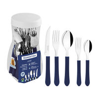 Faqueiro Tramontina Leme com L&acirc;minas em A&ccedil;o Inox e Cabos de Polipropileno Azul 20 Pe&ccedil;as Cor Azul - SKU 23198118 - 1 image number 0
