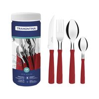 Faqueiro Tramontina New Kolor com L&acirc;minas em A&ccedil;o Inox e Cabos de Polipropileno Vermelho 24 Pe&ccedil;as Cor Vermelho - SKU 23198793 - 1 image number 0