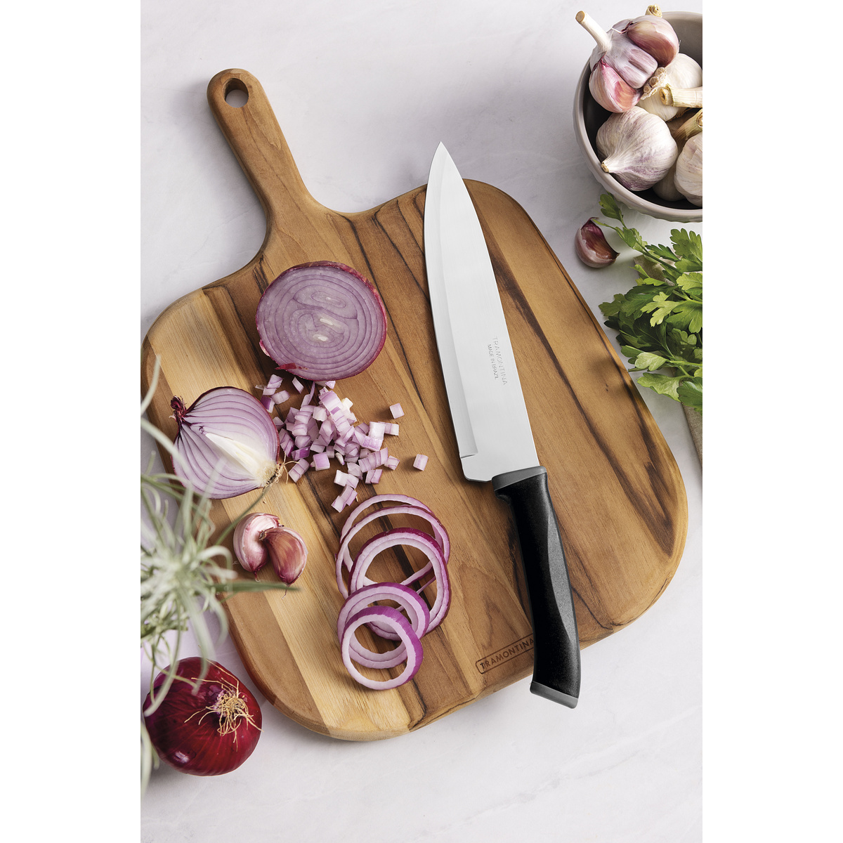 Faca Chef Tramontina Felice com L&acirc;mina em A&ccedil;o Inox e Cabo de Polipropileno Preto 8" Cor Preto - SKU 23488108 - 3 image number 2