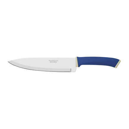 Faca Chef Tramontina Felice com L&acirc;mina em A&ccedil;o Inox e Cabo de Polipropileno Azul 8" Cor Azul - SKU 23488118 - 1