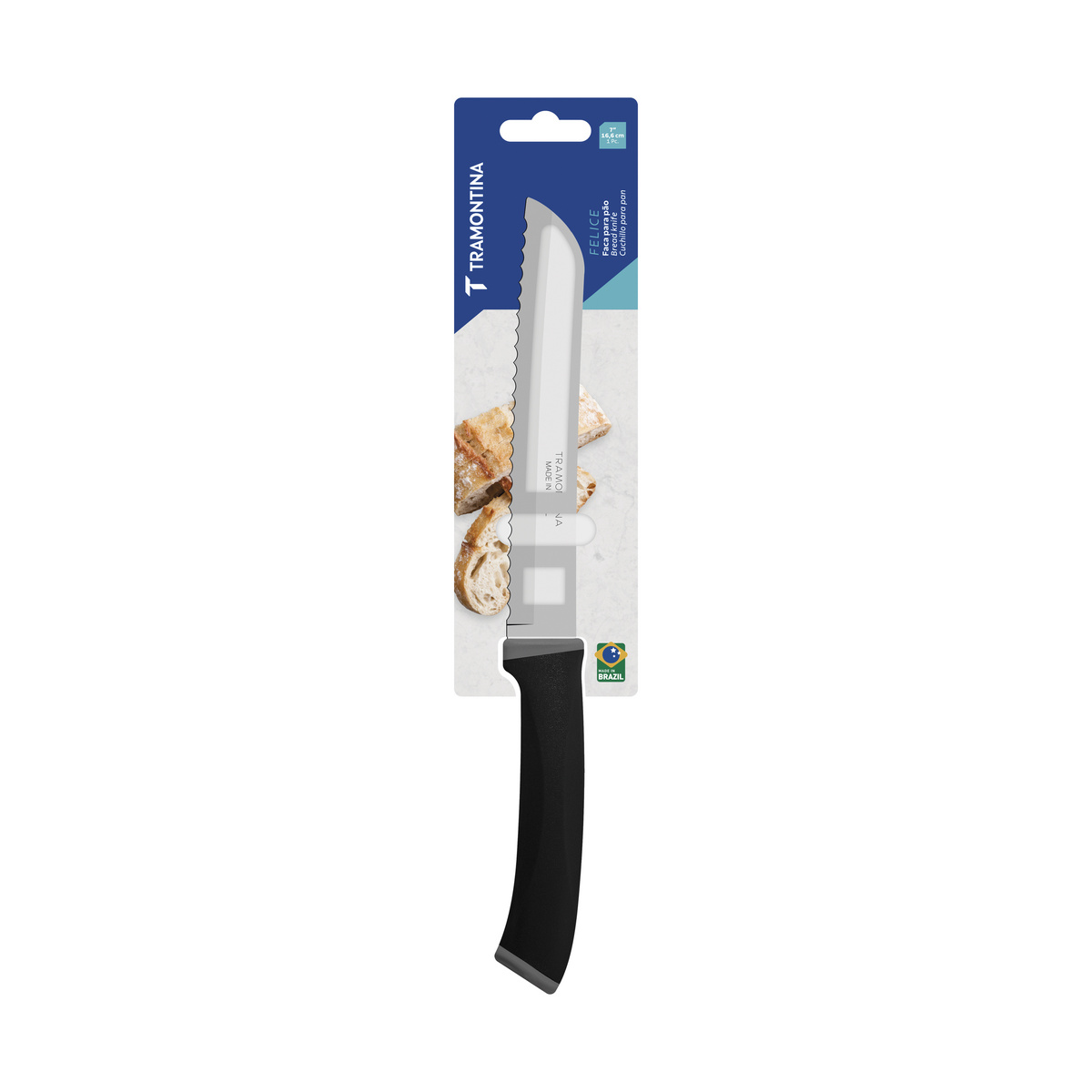 Faca para P&atilde;o Tramontina Felice com L&acirc;mina em A&ccedil;o Inox e Cabo de Polipropileno Preto 7" Cor Preto - SKU 23489107 - 4 image number 3