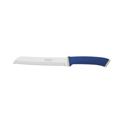 Faca para P&atilde;o Tramontina Felice com L&acirc;mina em A&ccedil;o Inox e Cabo de Polipropileno Azul 7" Cor Azul - SKU 23489117 - 1