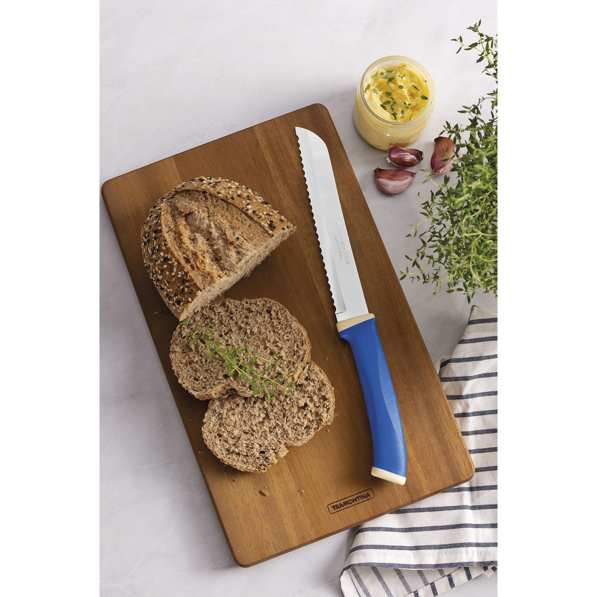 Faca para P&atilde;o Tramontina Felice com L&acirc;mina em A&ccedil;o Inox e Cabo de Polipropileno Azul 7" Cor Azul - SKU 23489117 - 3 image number 2