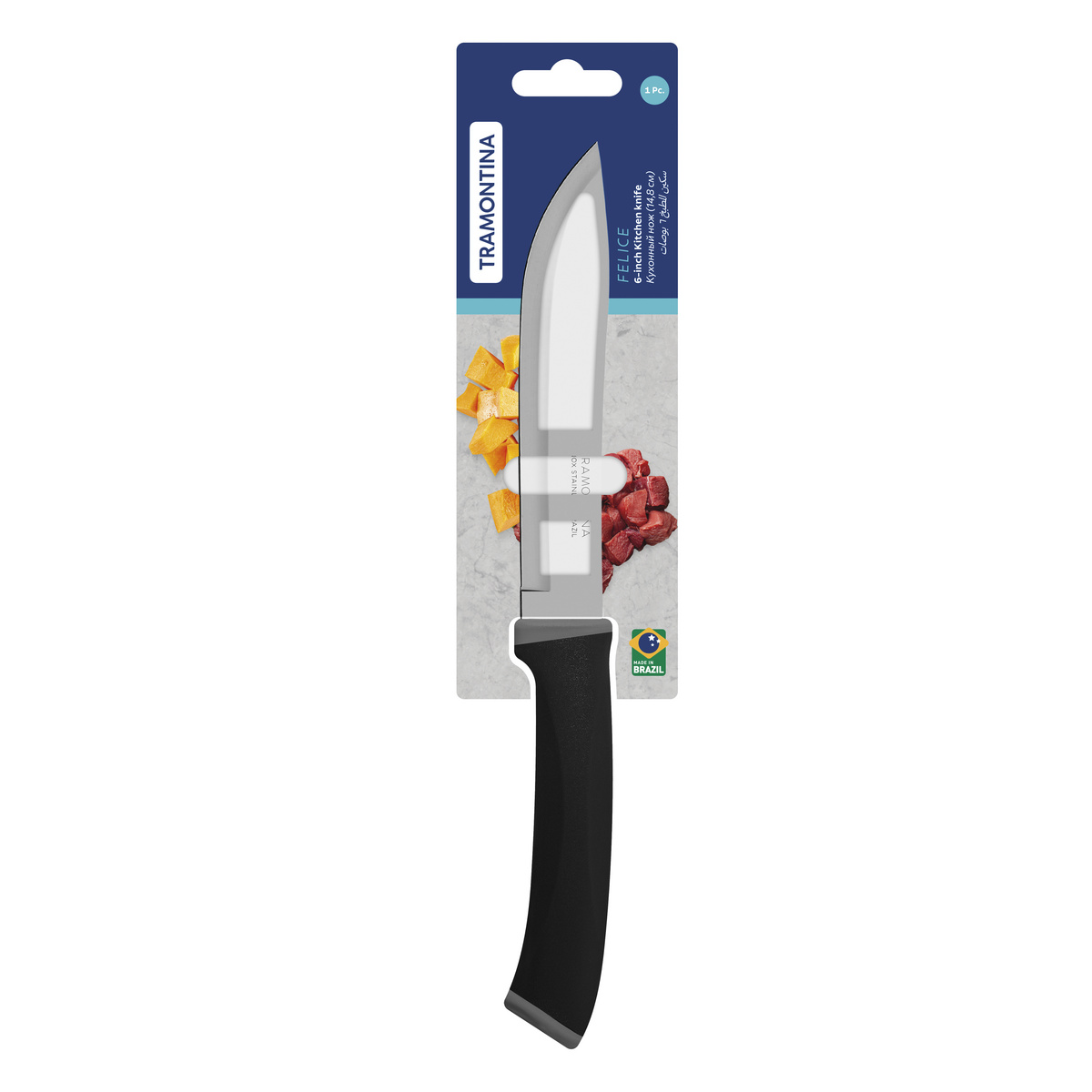 Faca de cozinha Tramontina Felice com L&acirc;mina de A&ccedil;o Inox e Cabo de Polipropileno Preta 6" Cor Preto - SKU 23496106 - 2 image number 1