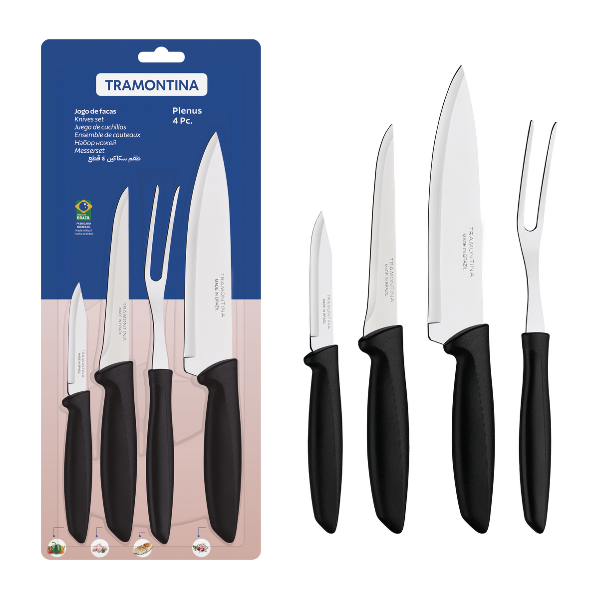 Juego de cuchillos Tramontina Plenus con láminas de acero inoxidable y