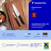 Jogo Trinchante Tramontina Plenus com L&acirc;minas em A&ccedil;o Inox e Cabos de Polipropileno Preto com T&aacute;bua 3 Pe&ccedil;as - SKU 23498081 - 3 image number 2