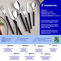Faqueiro Tramontina Obelline com L&acirc;minas em A&ccedil;o Inox e Cabos de Polipropileno Preto 42 Pe&ccedil;as Cor Preto - SKU 23599032 - 5 image number 4