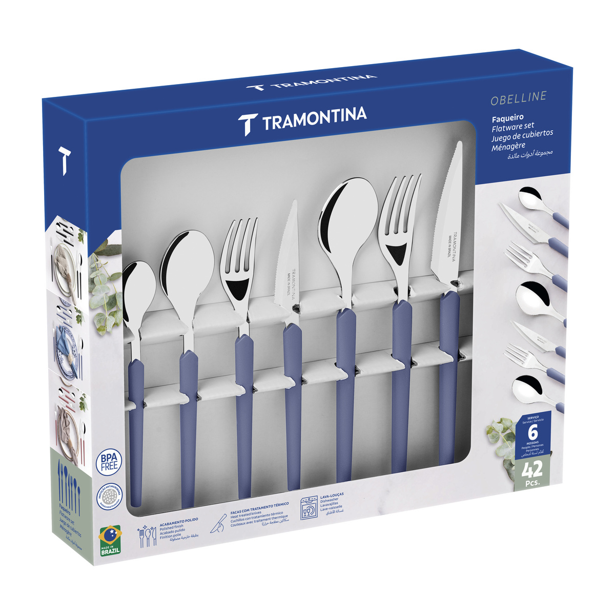 Faqueiro Tramontina Obelline com L&acirc;minas em A&ccedil;o Inox e Cabos de Polipropileno Azul Boreal 42 Pe&ccedil;as Cor Azul - SKU 23599132 - 17 image number 16
