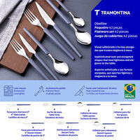 Faqueiro Tramontina Obelline com L&acirc;minas em A&ccedil;o Inox e Cabos de Polipropileno Azul Boreal 42 Pe&ccedil;as Cor Azul - SKU 23599132 - 8 image number 7