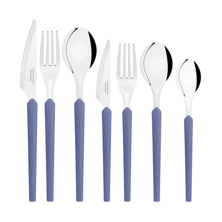 Faqueiro Tramontina Obelline com L&acirc;minas em A&ccedil;o Inox e Cabos de Polipropileno Azul Boreal 42 Pe&ccedil;as Cor Azul - SKU 23599132 - 1