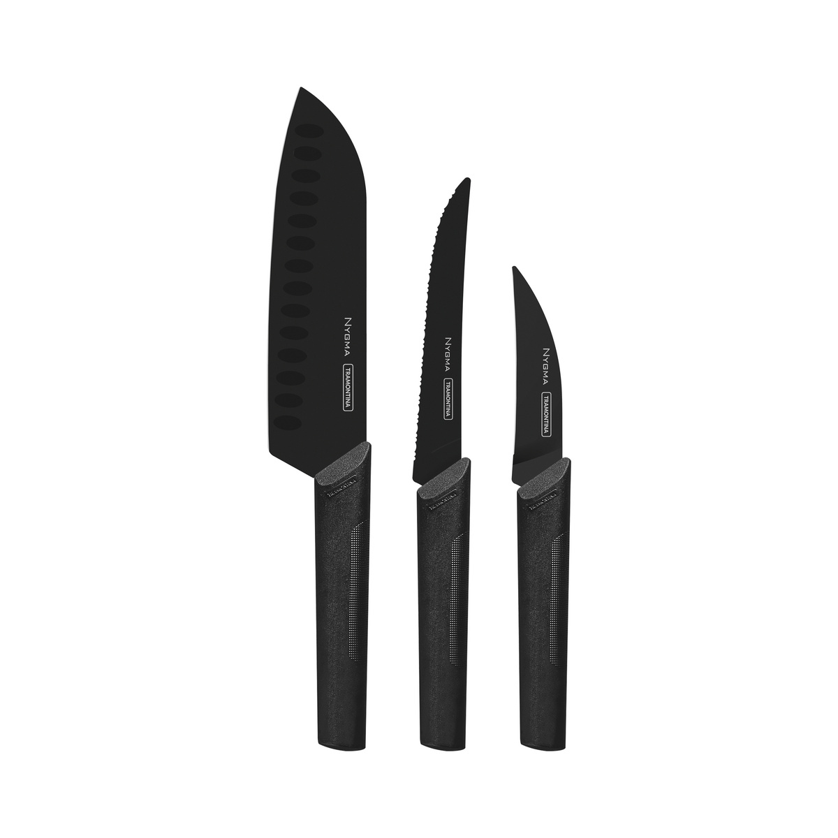 Jogo de Facas Tramontina Nygma com L&acirc;minas em A&ccedil;o Inox e Cabos de Polipropileno Texturizados Preto 3 Pe&ccedil;as Cor Preto - SKU 23699083 - 1 image number 0