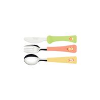 Tramontina Baby Friends 3-Piece Children's Flatware Set with Stainless Steel Blades and Colorful Polypropylene Handles