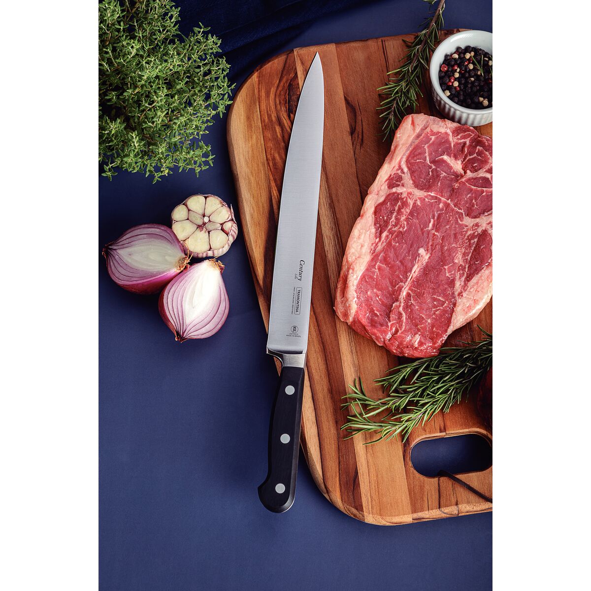 Faca para Carne Tramontina Century com L&acirc;mina em A&ccedil;o Inox e Cabo em Policarbonato e Fibra de Vidro 10" Cor Preto - SKU 24010010 - 2 image number 1