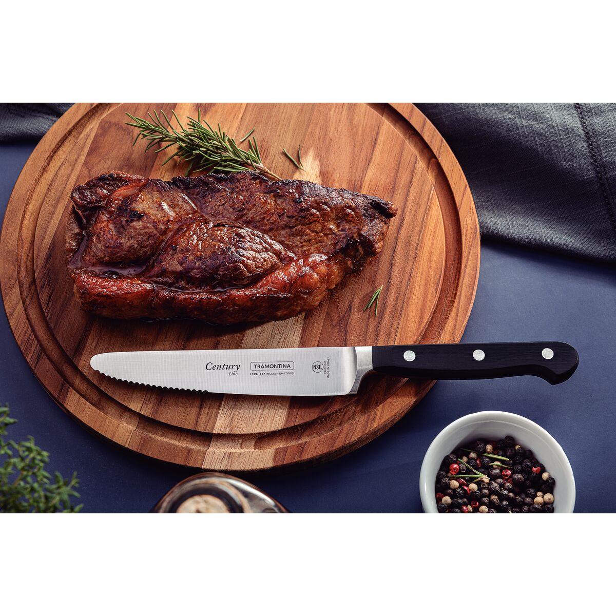 Faca para Churrasco Jumbo Tramontina Century com L&acirc;mina em A&ccedil;o Inox e Cabo em Policarbonato e Fibra de Vidro 5" Cor Preto - SKU 24022005 - 2 image number 1