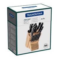 Jogo de Facas Tramontina Prochef com L&acirc;minas em A&ccedil;o Inox e Cabos de Policarbonato e Fibra de Vidro com Suporte em Madeira 14 Pe&ccedil;as Cor Preto - SKU 24199050 - 4 image number 3