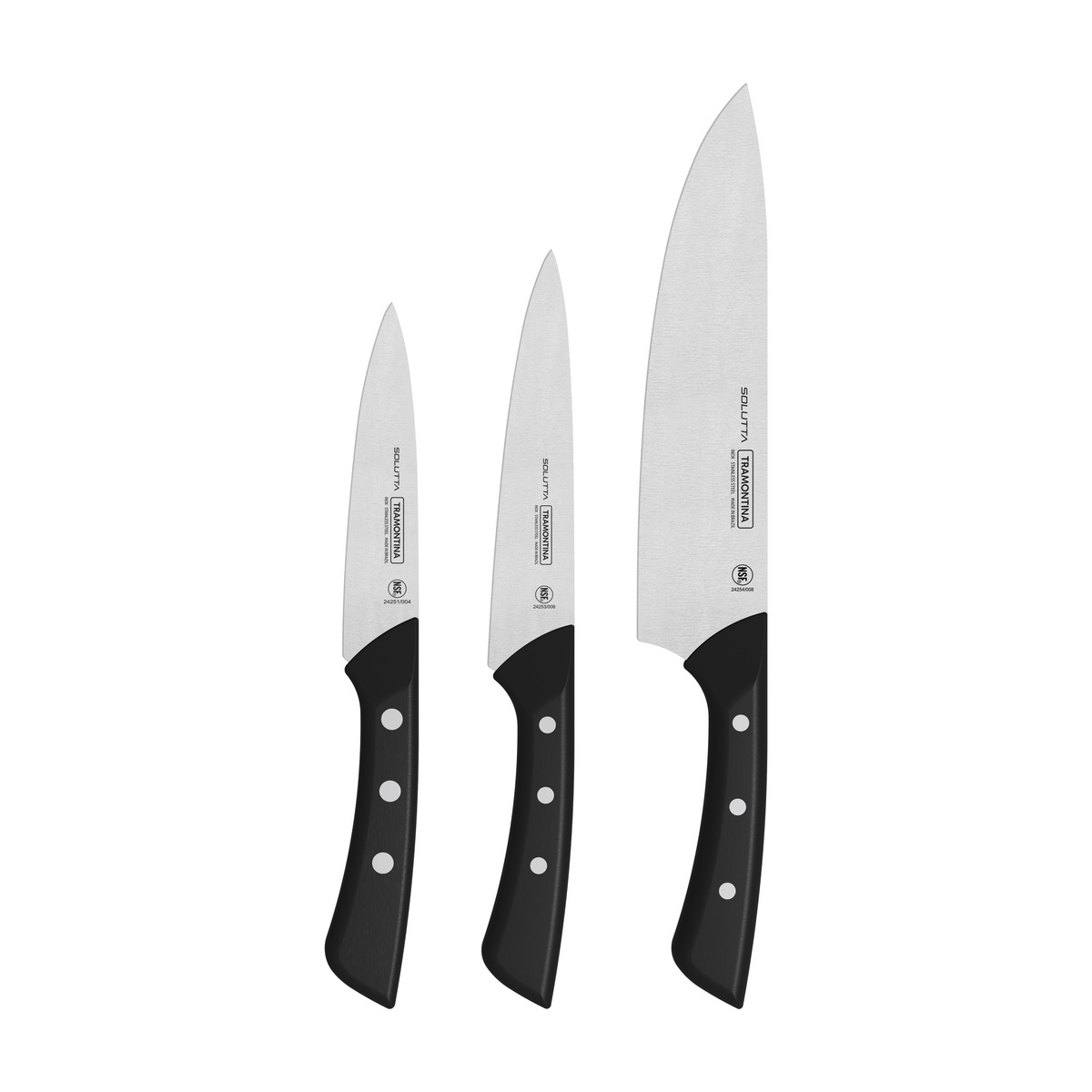 Jogo de Facas Tramontina Solutta com Lâminas em Aço Inox e Cabos em Policarbonato e Fibra de Vidro 3 Peças Cor Preto - SKU 24299010 - 5 image number 4