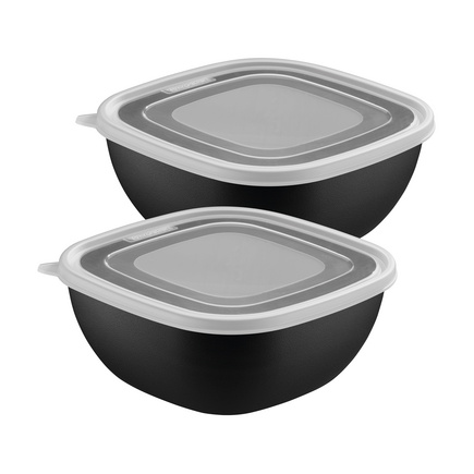 Jogo de Potes Tramontina MixColor em Polipropileno Preto com Tampa Transparente 2L2 Pe&ccedil;as Cor Preto - SKU 25098004